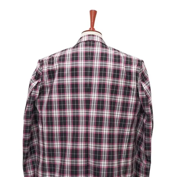 Mens 48R Pink Black Plaid Check Cotton Blazer Sport Coat Preppy Party Statement - Picture 6 of 8